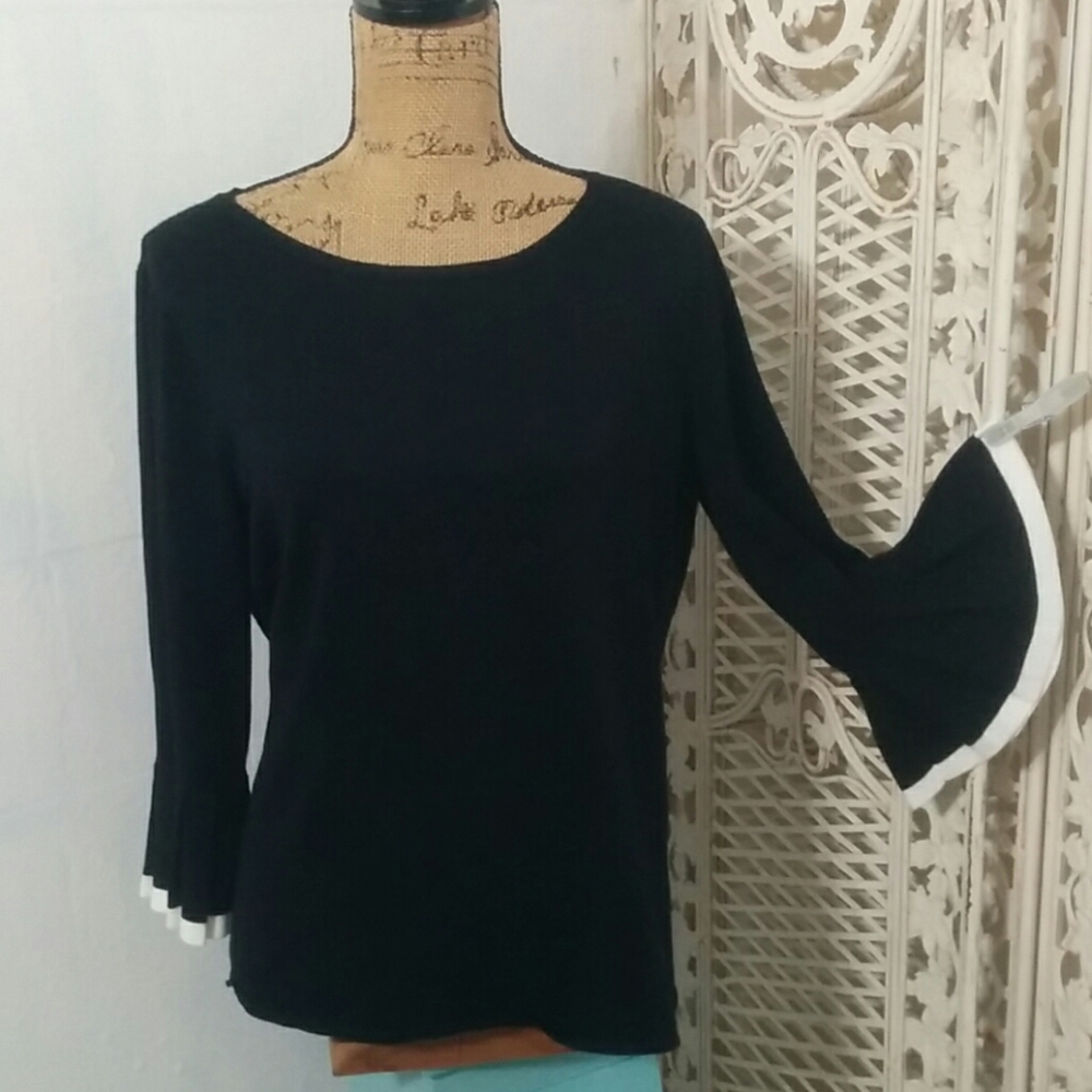Limited Black Knit Sweater Bell Sleeve Size L